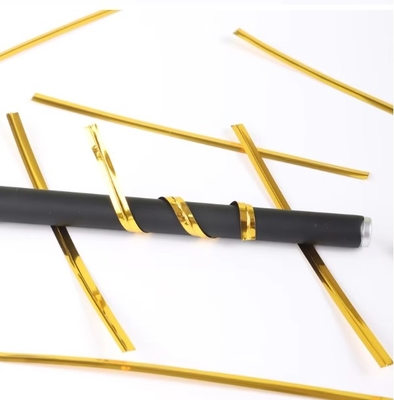 8cm メタリックスロール プレゼント用パン用 ゴールデンツイストネクタイ パン屋用ツイストネクタイ