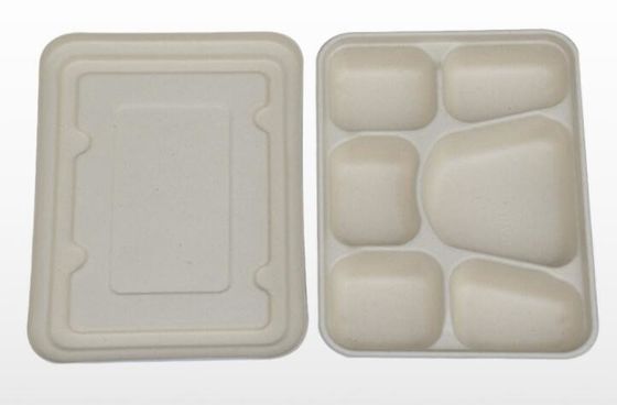 FDA 6コンパートメントDegradableテーブルウェア ムギのわらの使い捨て可能なお弁当箱