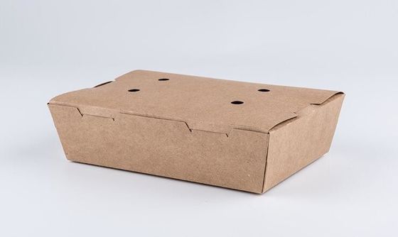 長方形の使い捨て可能なクラフト紙のお弁当箱、1450mlポップコーンの鶏のboxx