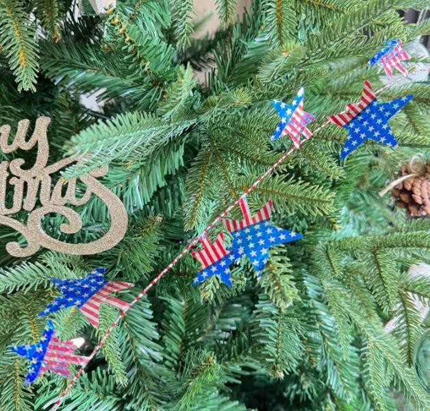 大きな五角星 アメリカ国旗飾り花束 クリスマスツリー飾り ワイヤー ワレット ホリデースティック